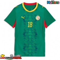 Camisa de Futebol Senegal Ismaila Sarr #18 Equipamento Secundário Mulheres Mundo 2026 Manga Curta